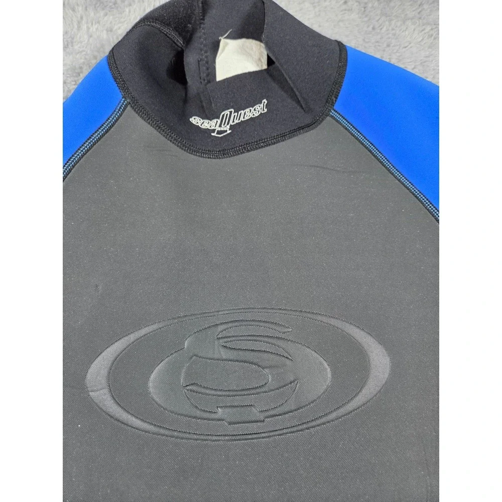 SeaQuest 2mm Shorty Wetsuit‎ Mens Blue Black Neoprene Short Sleeve Surf Dive